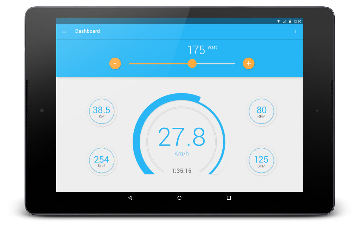 Consola digital de la App Vescape para bicicleta estática